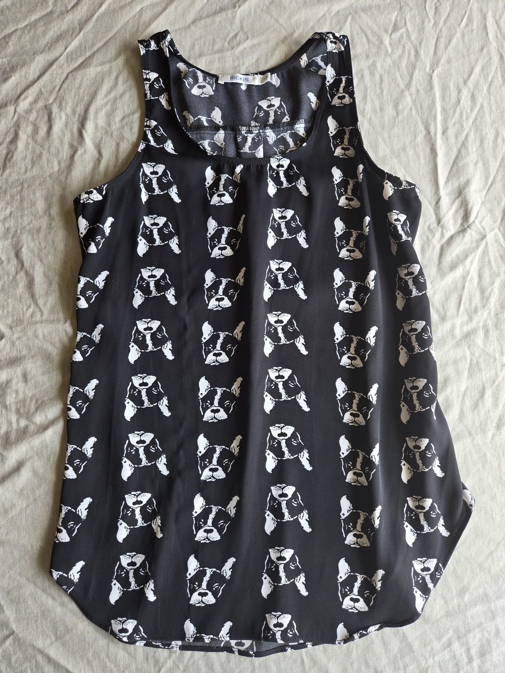 Ricki's French Bulldog Print Sleeveless Tank Top S Frenchie